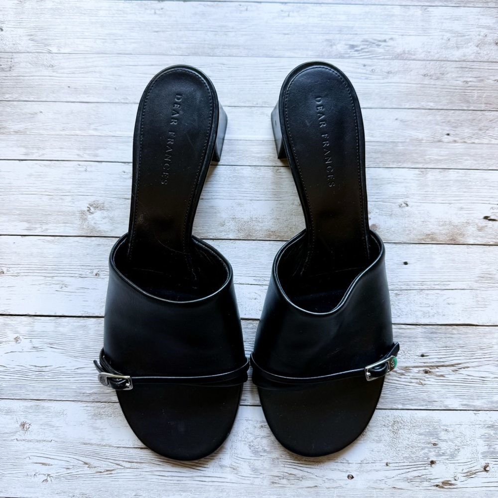 Dear Frances Pepper Mules Black Slip On Heel Sandal Size 41 US 11 - Picture 9 of 9